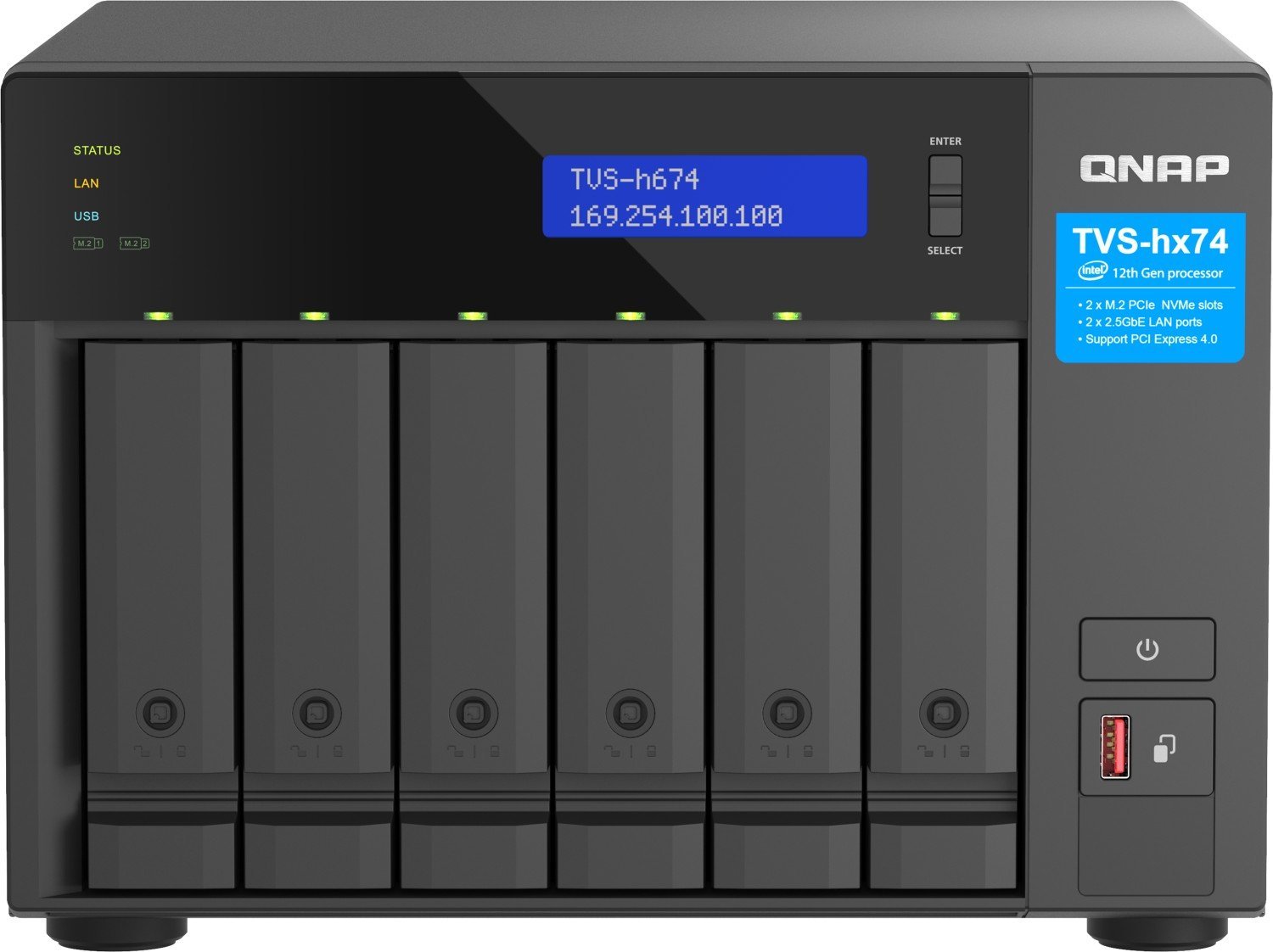 Server skedarësh Qnap TVS h674, Intel Core i3, 16GB RAM, gri