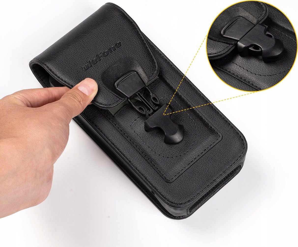 Mbajtëse telefoni UleFone Armor, për Armor 24, me kapëse rripi, e zezë