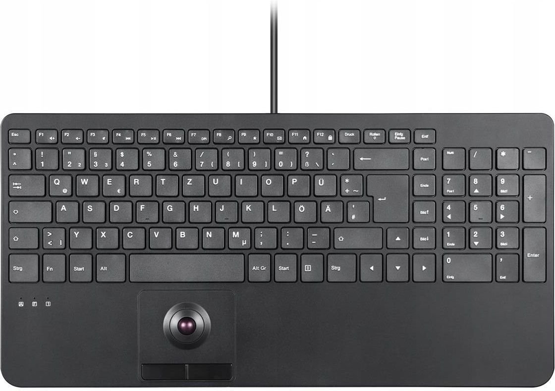 Tastierë Perixx PERIBOARD 538H, me trackball, me HUB USB, QWERTZ gjermane, e zezë