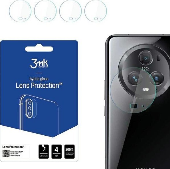 Mbrojtës kamerë 3MK Lens Protect për Honor Magic5 Pro, set 4 copë, transparent