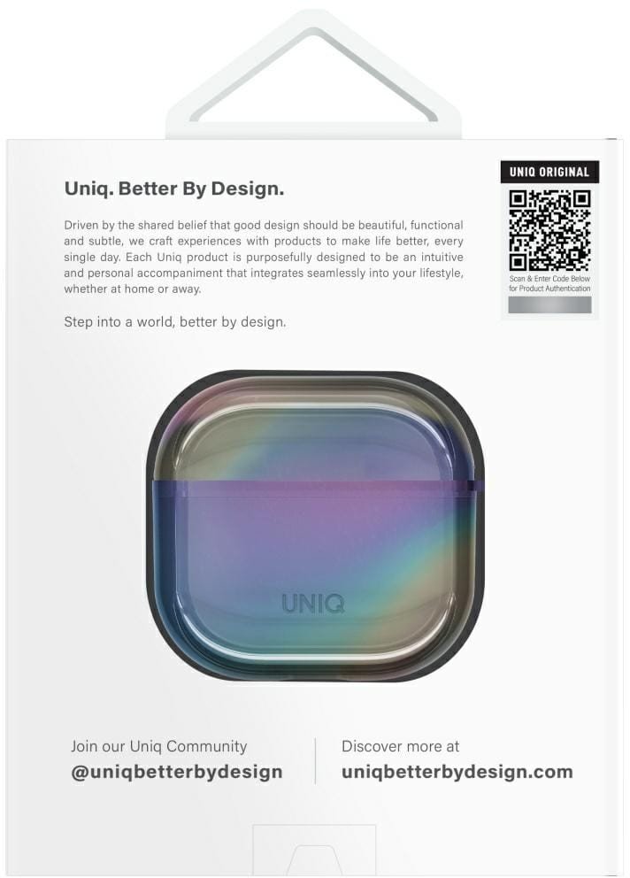 Заштитна кутија Uniq Iridescia за AirPods 4, со каишка, повеќебојна