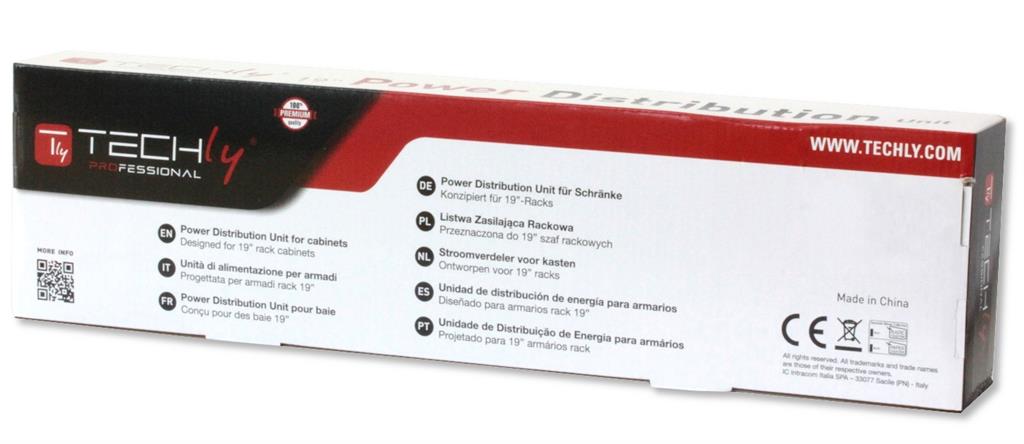 Shirit energjie rack Techly 1U, 12x C13, i zi