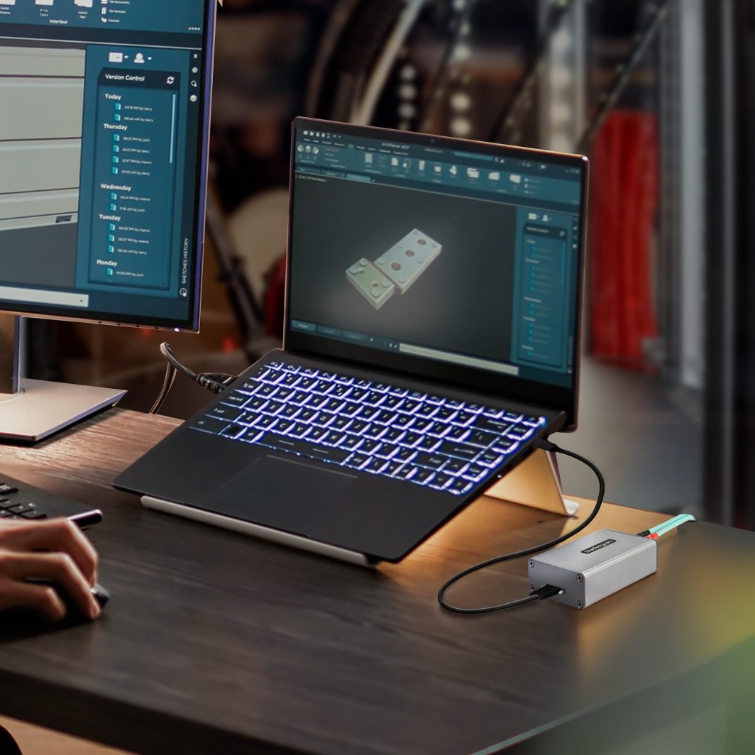 Zgjerues USB 3.0 StarTech.com, 2 porta, deri 350m mbi fibër optike OM3, LC në LC