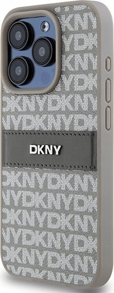 Mbrojtëse telefoni DKNY PU Leather Repeat Pattern, për iPhone 15 Pro, bezhë