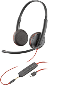 Kufje me mikrofon Poly Blackwire C3225, stereo, USB C, e zezë