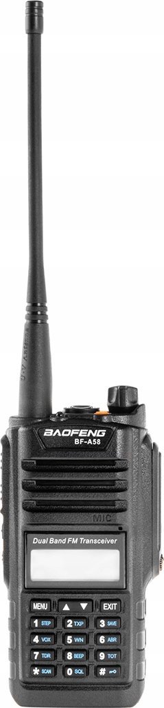 Walkie talkie Baofeng BF A58, distancë deri 10 km, bateri 1800 mAh, i zi