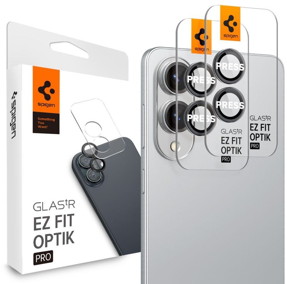 Заштита за камера Spigen EZ Fit GLAS.tR Optik Pro HD, за Samsung Galaxy S25, зајакнато стакло, црна