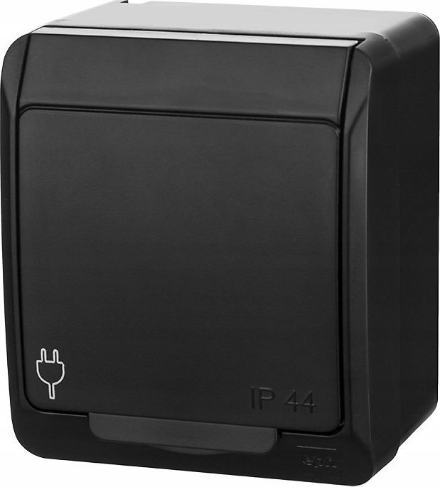 Prizë sipërfaqësore Elektro-Plast HERMES 0324-09, Schuko 2P+E, IP44, e zezë