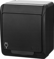 Prizë sipërfaqësore Elektro-Plast HERMES 0324-09, Schuko 2P+E, IP44, e zezë