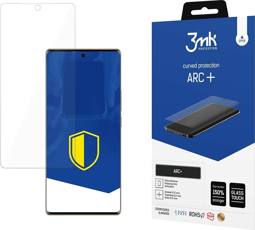Folie mbrojtëse 3mk ARC+ për Tecno Spark 20 Pro+, për ekran të lakuar, transparencë e lartë