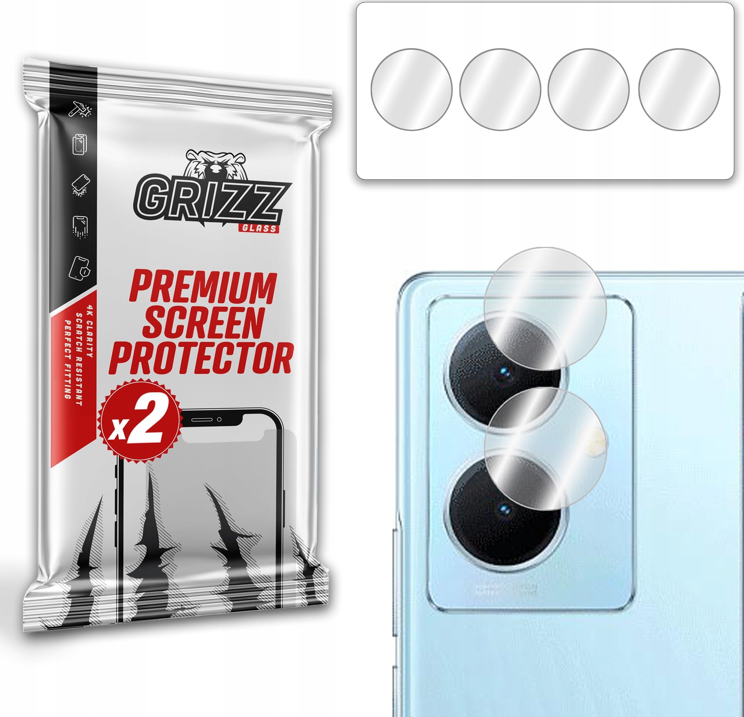 Xham mbrojtës kamere GrizzGlass HybridGlass për vivo Y78+, set 2 copë, transparent