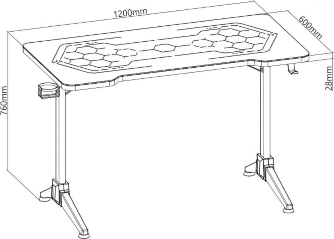 Tavolinë gaming Maclean RS163, 120 x 60 cm, LED RGB, e zezë