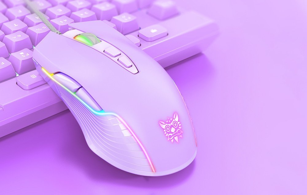 Гејминг глушец ONIKUMA CW905, со кабел, 7 копчиња, виолетов со RGB осветлување