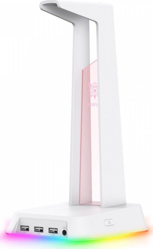 Држач за слушалки Onikuma ST2, RGB, 3x USB, бел