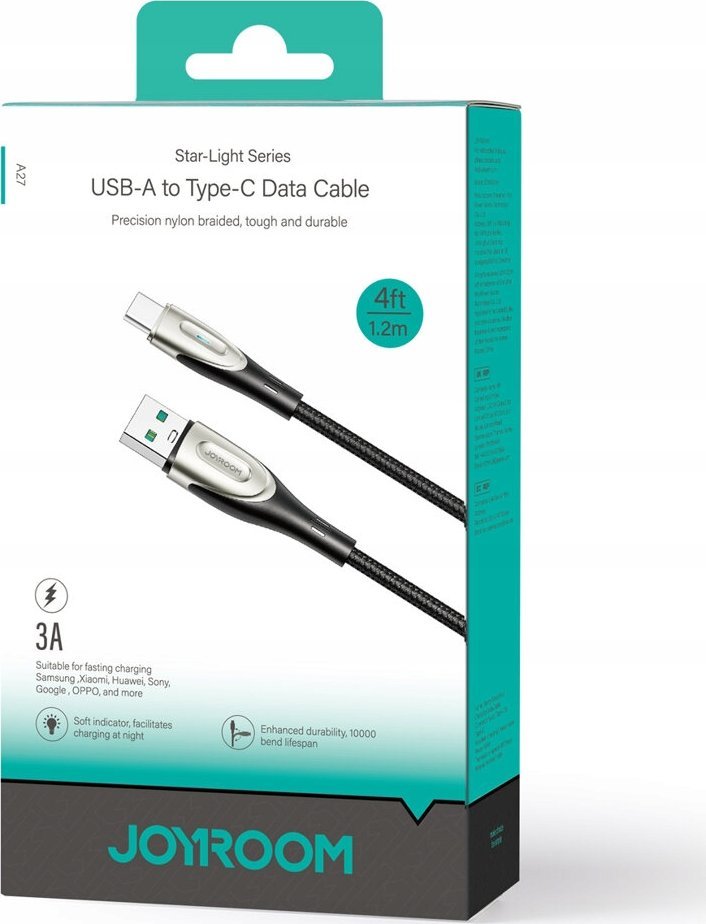 Kabllo karikimi Joyroom Pioneer SA31 AC6, USB A në USB C, 100W, 1.2m, e zezë