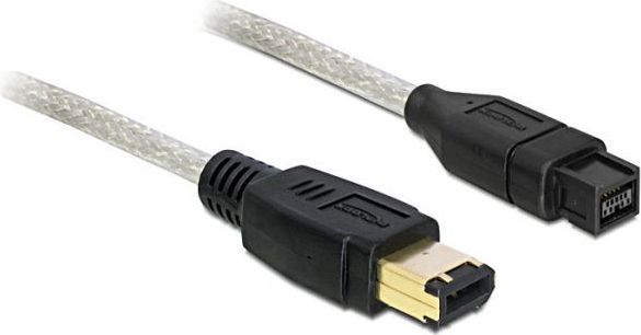Kabllo Delock Firewire 9-pin në 6-pin, 1m, e tejdukshme