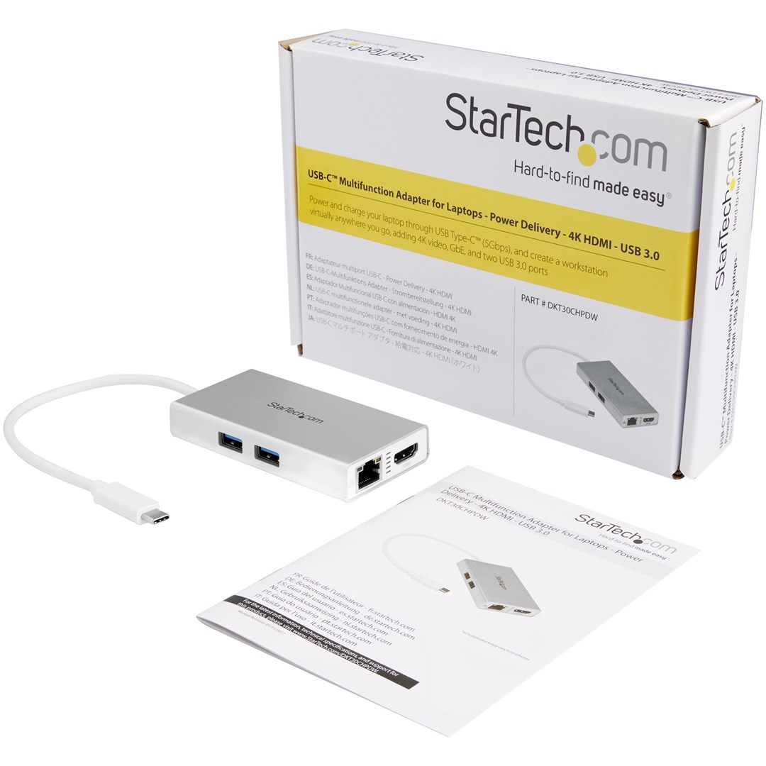 Përshtatës StarTech USB-C Multiport, HDMI/RJ45/2x USB-A, i hirtë