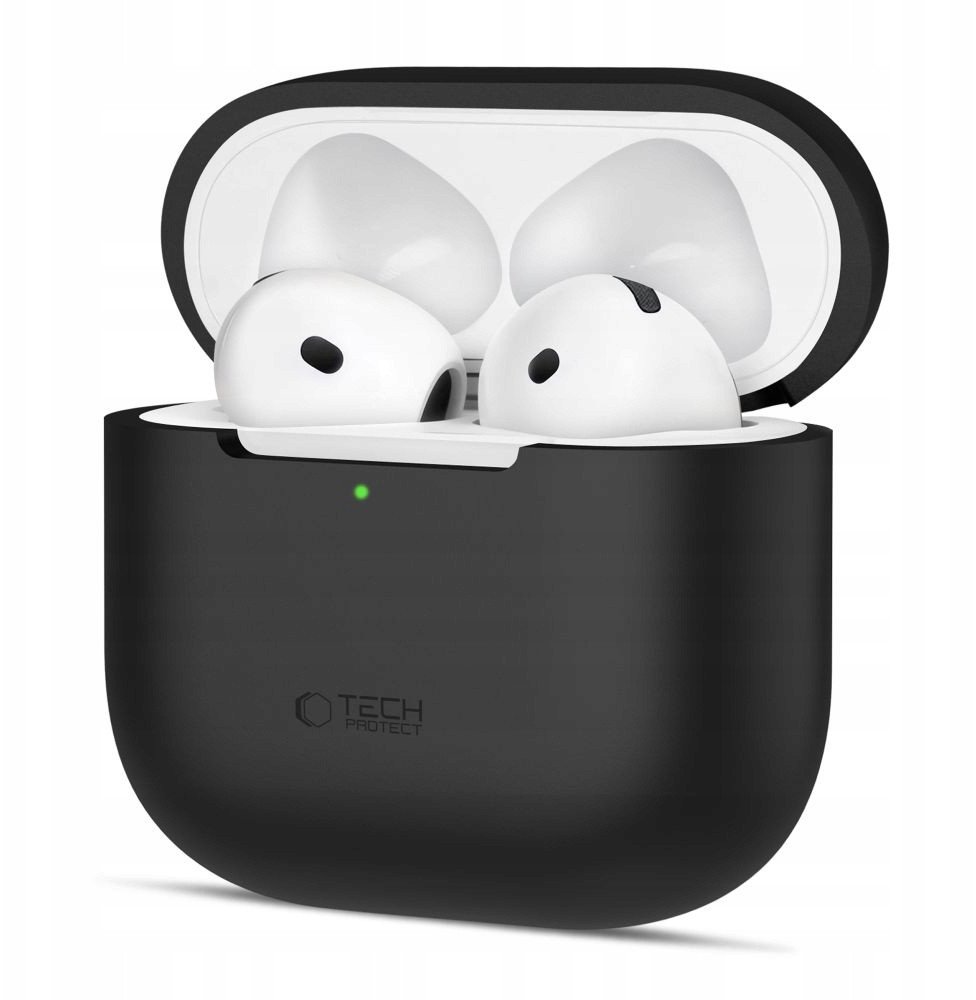 Mbështjellës silikon Tech-Protect për Apple AirPods 4, mbrojtës, i zi