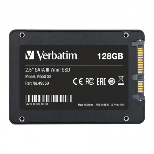 Disk i brendshëm SSD Verbatim Vi550 S3, 2.5", 128GB, i zi