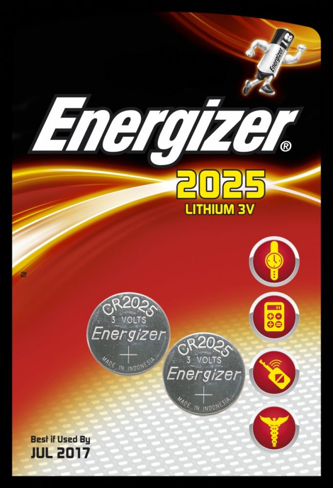 Bateri Energizer CR2025, 20 mm, 2.5 mm, litium, 3 V