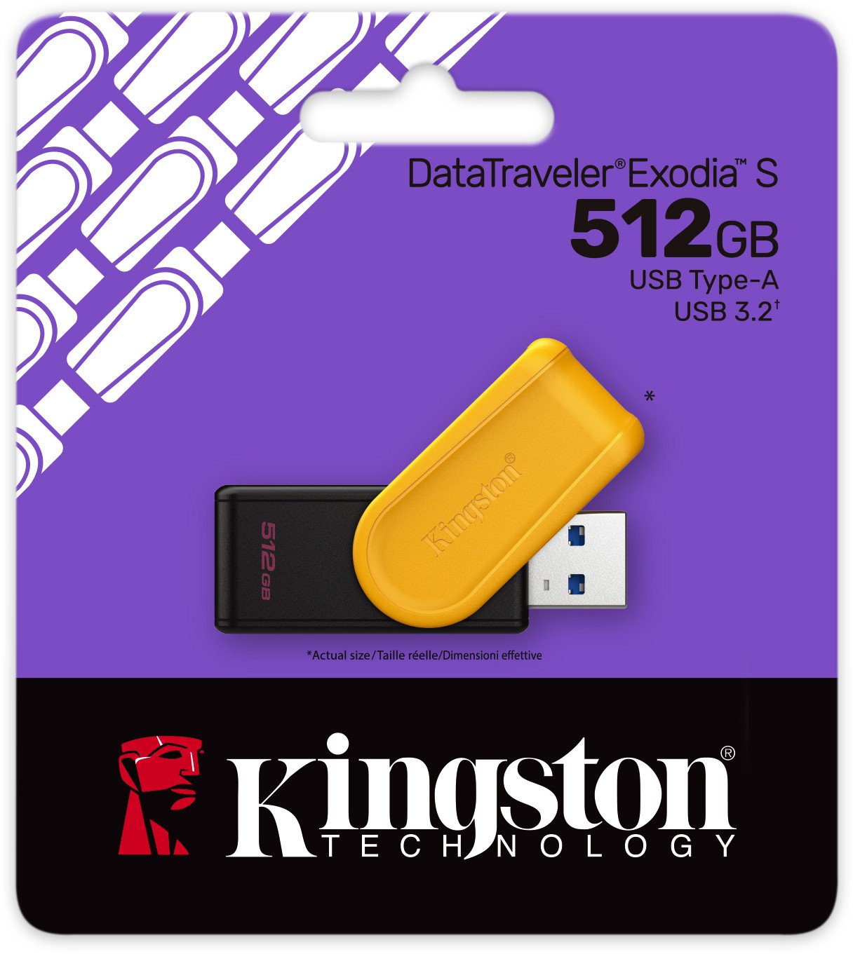 USB Kingston DataTraveler Exodia S, 512GB, USB 3.2 Gen 1, e zezë e verdhë