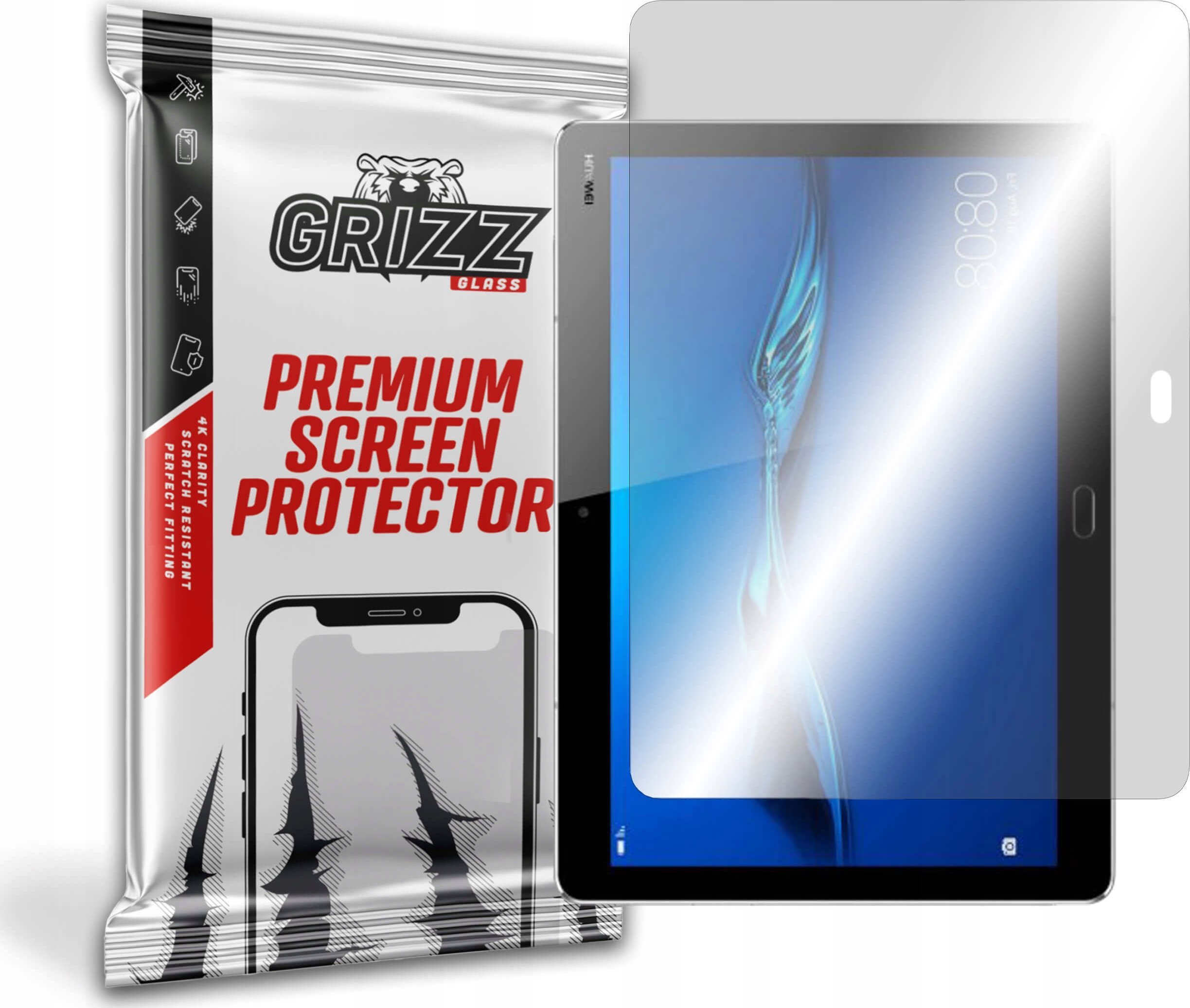 Xham mbrojtës hibrid GrizzGlass për Huawei MediaPad M3 Lite 10, rezistent ndaj gërvishtjeve, transparent