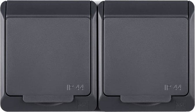 Prizë dopio Hermes Schuko, IP44, me tokëzim, antracit