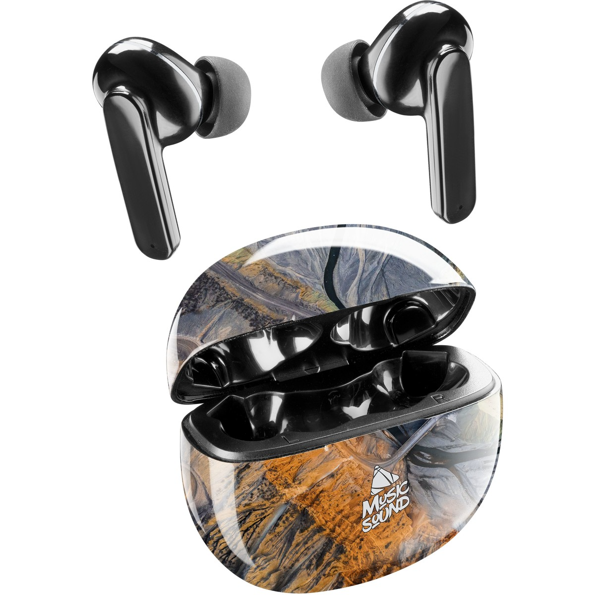 Dëgjuese Buds Cellularline Music Sound Fantasy BTMSTWSINEAR3, wireless, Mic, të zeza