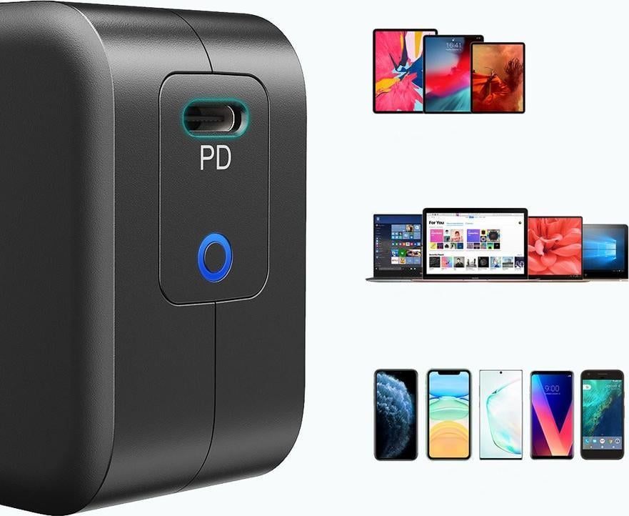 Karikues muror Choetech Q6006 GaN, 61W, USB Type C Power Delivery, i zi