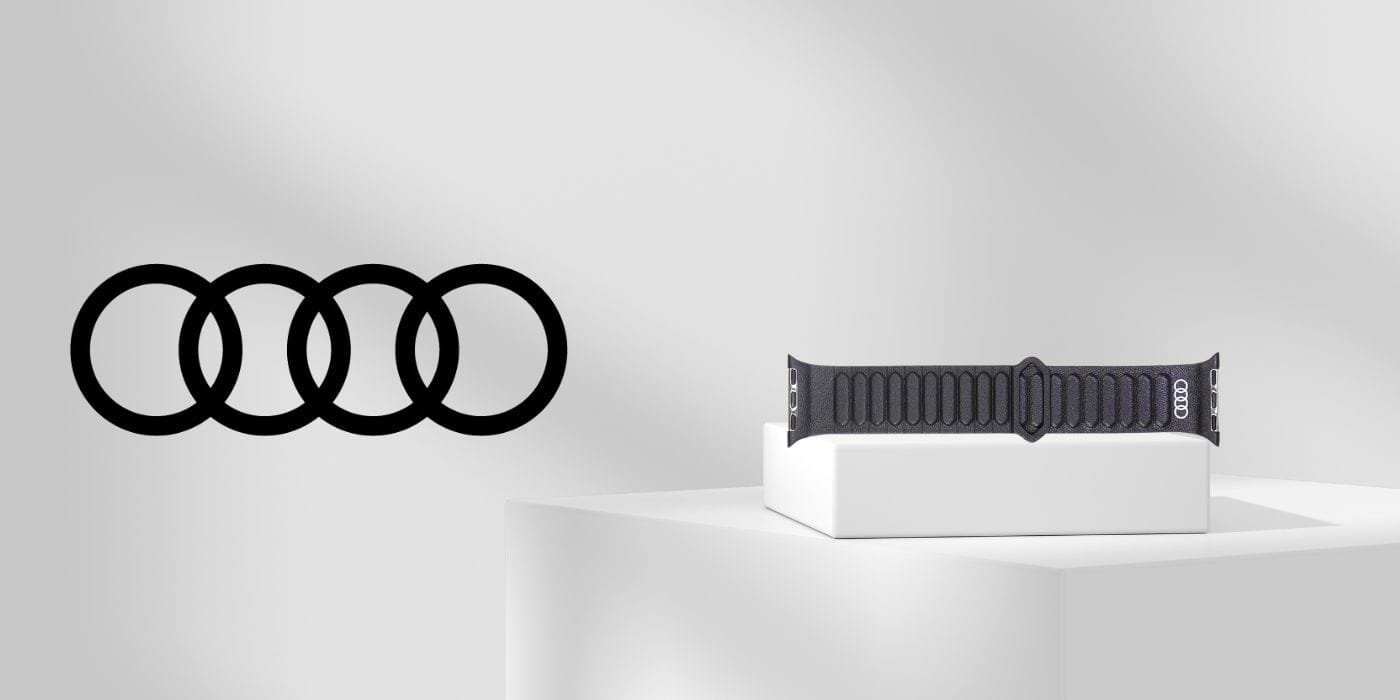 Rrip për Apple Watch Audi Logo Genuine Leather Magnetic, 40 41 42mm, lëkurë natyrale, i zi