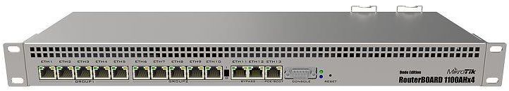 Ruter rrjeti Mikrotik RB1100AHx4 Dude Edition, 13x Gigabit, rack 1U, argjendtë