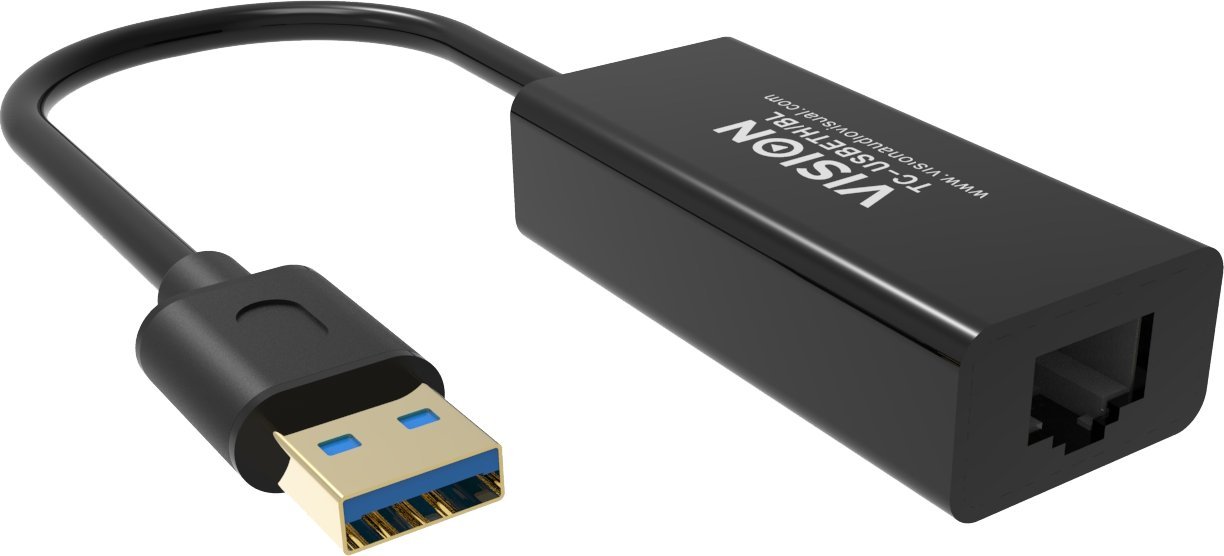 Adapter rrjeti Vision TC-USBETH BL, USB në Ethernet RJ45, 10 100 Mbps, i zi