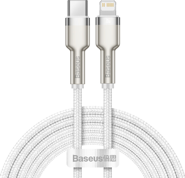 Kabllo BASEUS Cafule Series, USB-C - Lightning, M/M, 20W, 2m, e bardhë