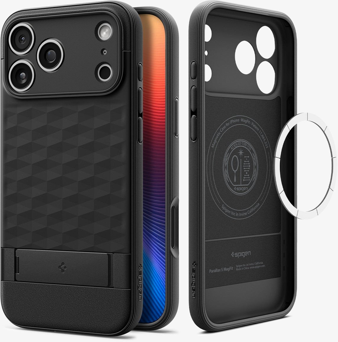 Mbrojtëse telefoni Spigen Parallax S MagSafe për iPhone 17 Pro Max, kompatibile me karikim wireless, e zezë mat