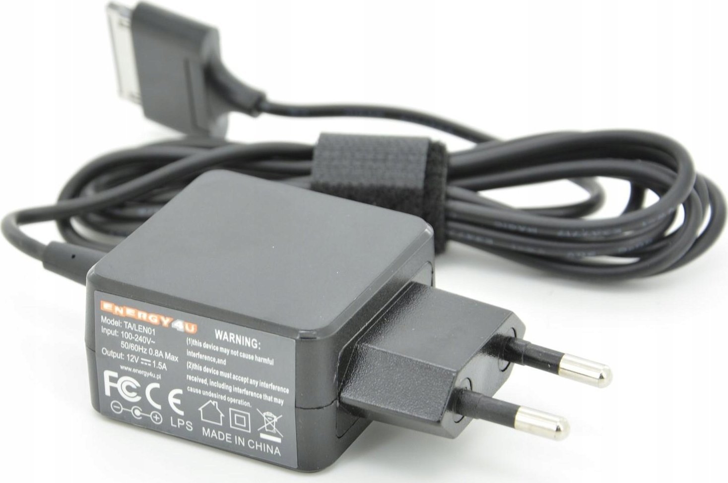 Adaptor karikues për tablet Energy4U TA/LEN01, 12V 1.5A, 18W, për Lenovo IdeaPad A1 K1 S1, i zi