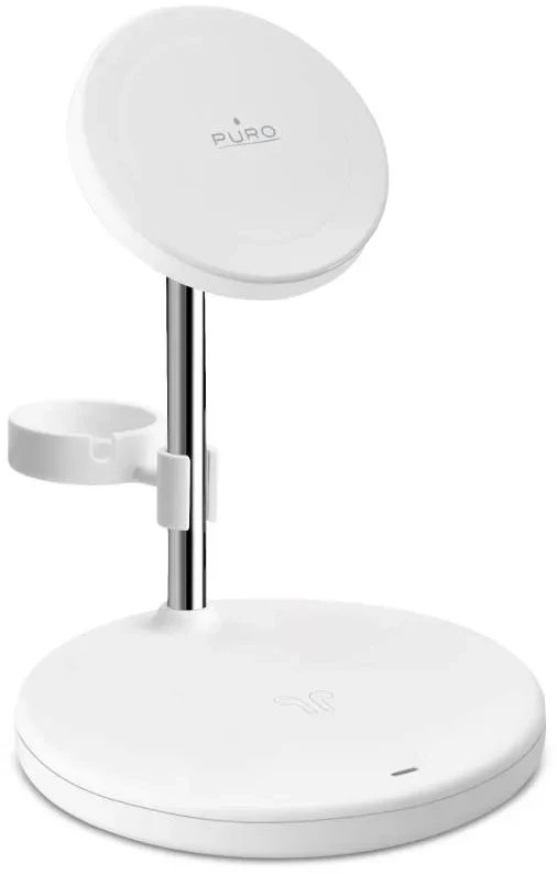 Stendë karikimi 3 në 1 Puro MagSafe, për iPhone Apple Watch dhe kufje, e bardhë