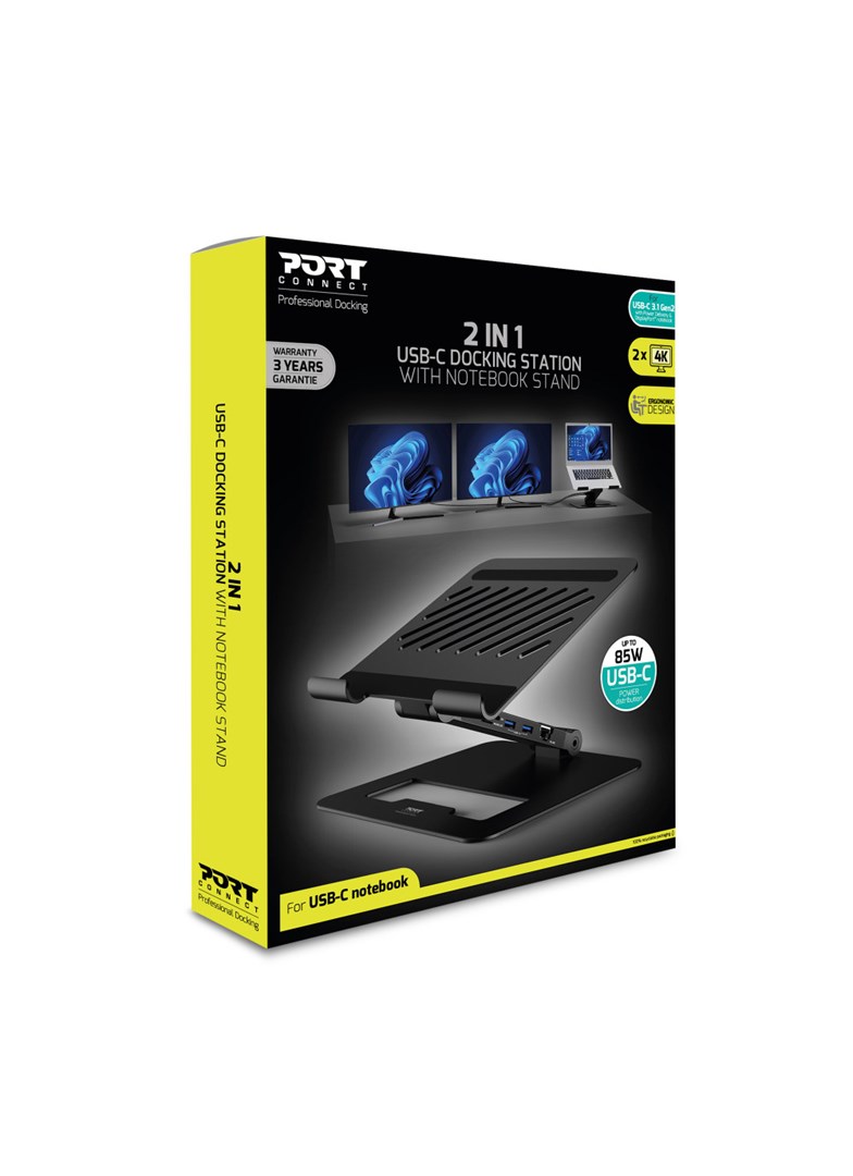 Докинг станица USB-C со поддршка за персонален компјутер, 2 x 4K, 85W