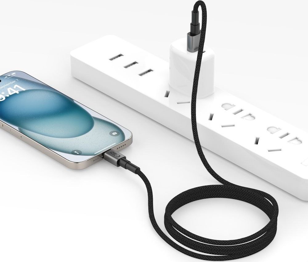 Kabllo karikues Tech-Protect UltraBoost DNA Lightning, 15W 2.4A, 100cm, gri e errët