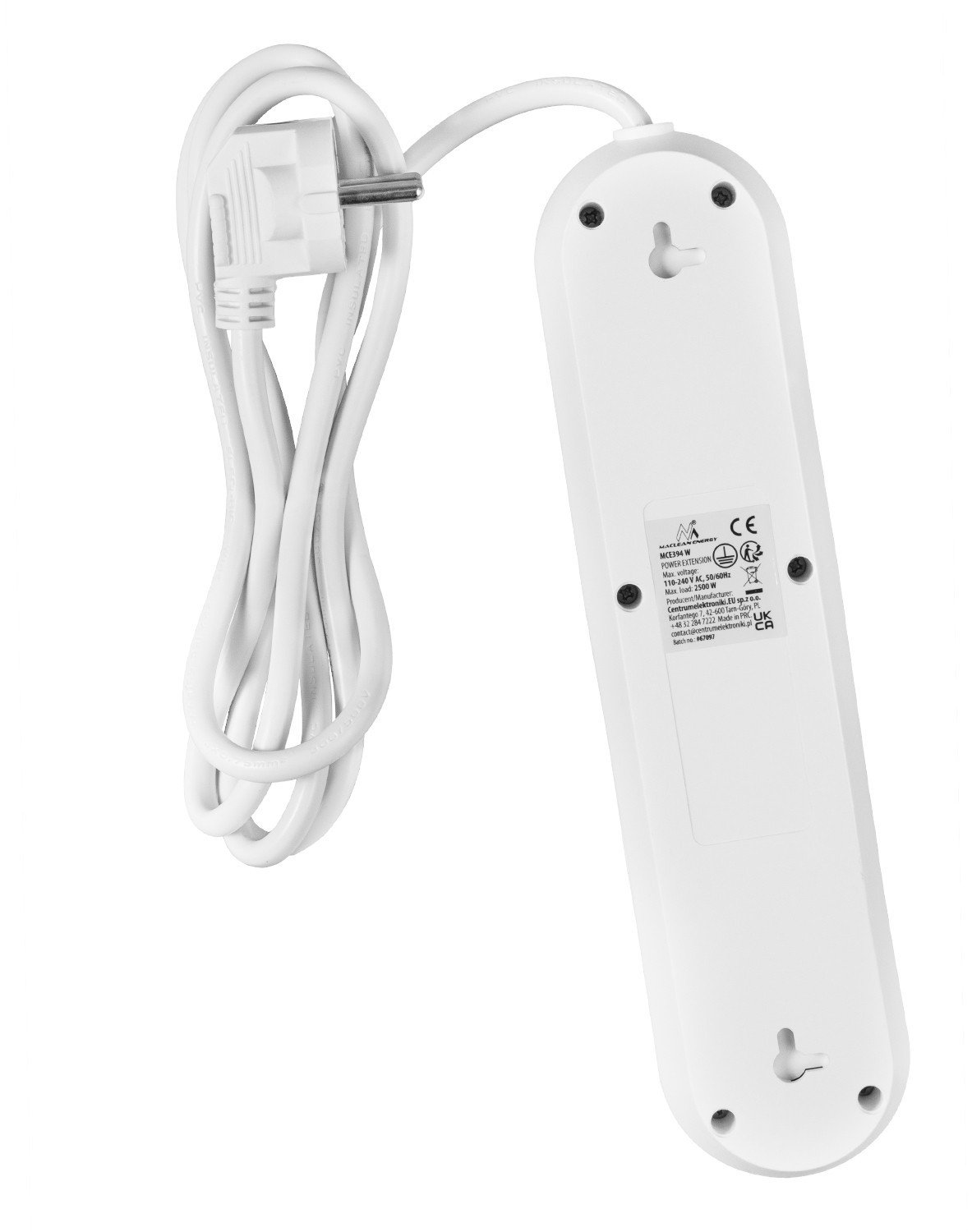 Prizë zgjatuese Maclean MCE394W, 3 dalje, 3x USB, e bardhë