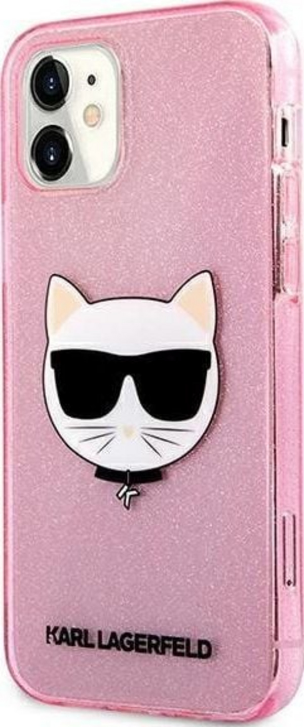 Mbrojtëse Karl Lagerfeld Choupette Head Collection për iPhone 12 mini, rozë