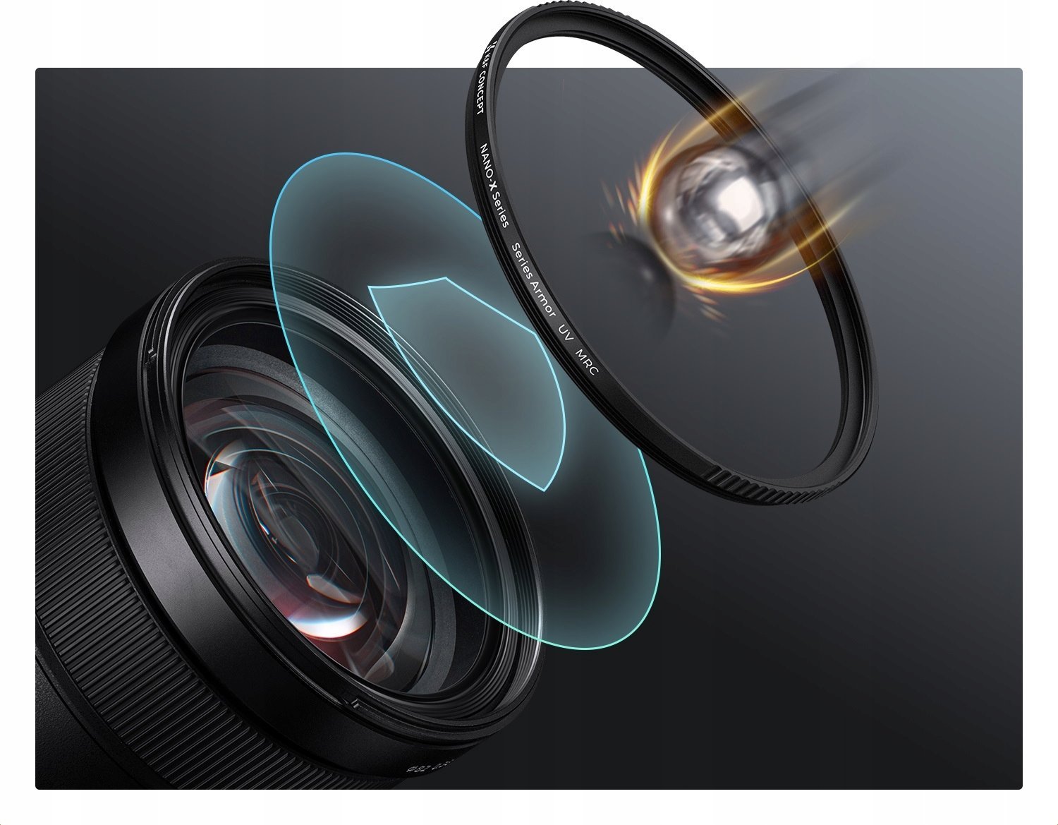 Филтер УВ за камера К&Ф Концепт Нано Икс АРМОР, 46 мм, оптичко стакло, црн