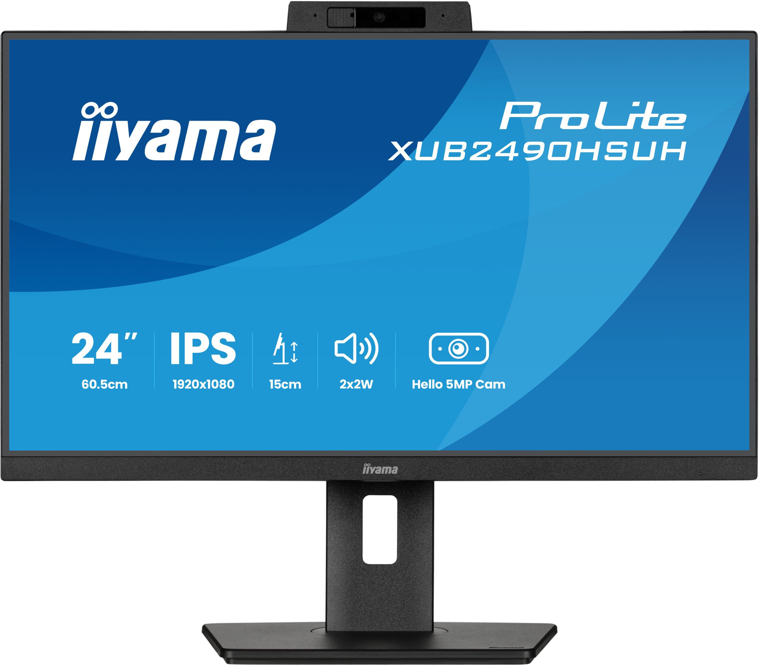 Monitor Iiyama XUB2490HSUH-B2, 23.8", Full HD, me kamerë, i zi
