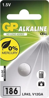 Bateri guaskë GP LR43, 1.5V alkaline manganese, 1 copë