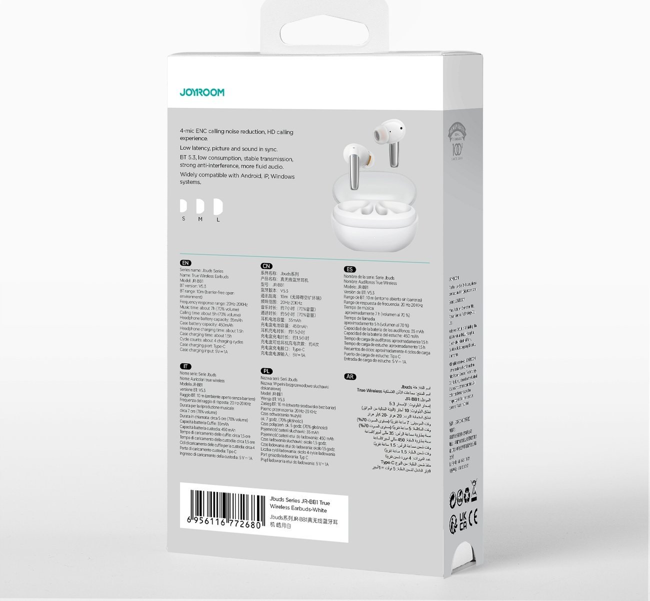 Kufje wireless Joyroom JR-BB1, TWS, Bluetooth 5.3, të bardha