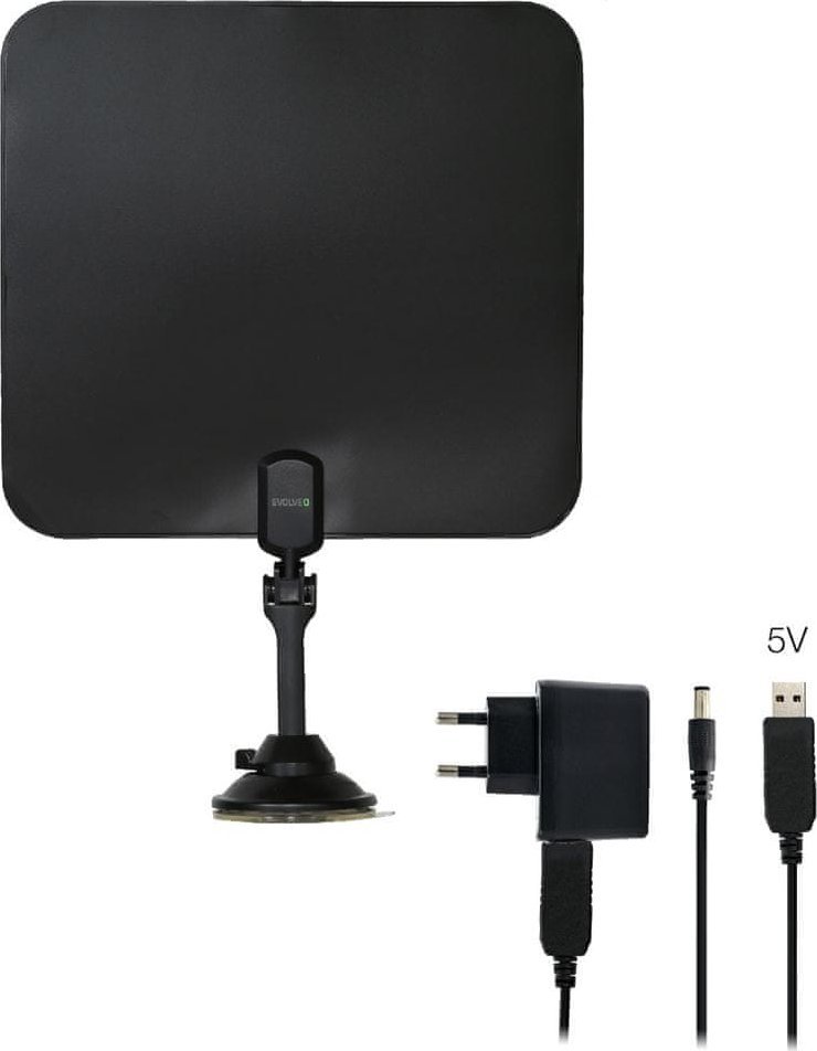 Внатрешна антена Еvolveo Antenna Xany 2C LTE, LTE филтер, за дигитална и аналогна ТВ, црна