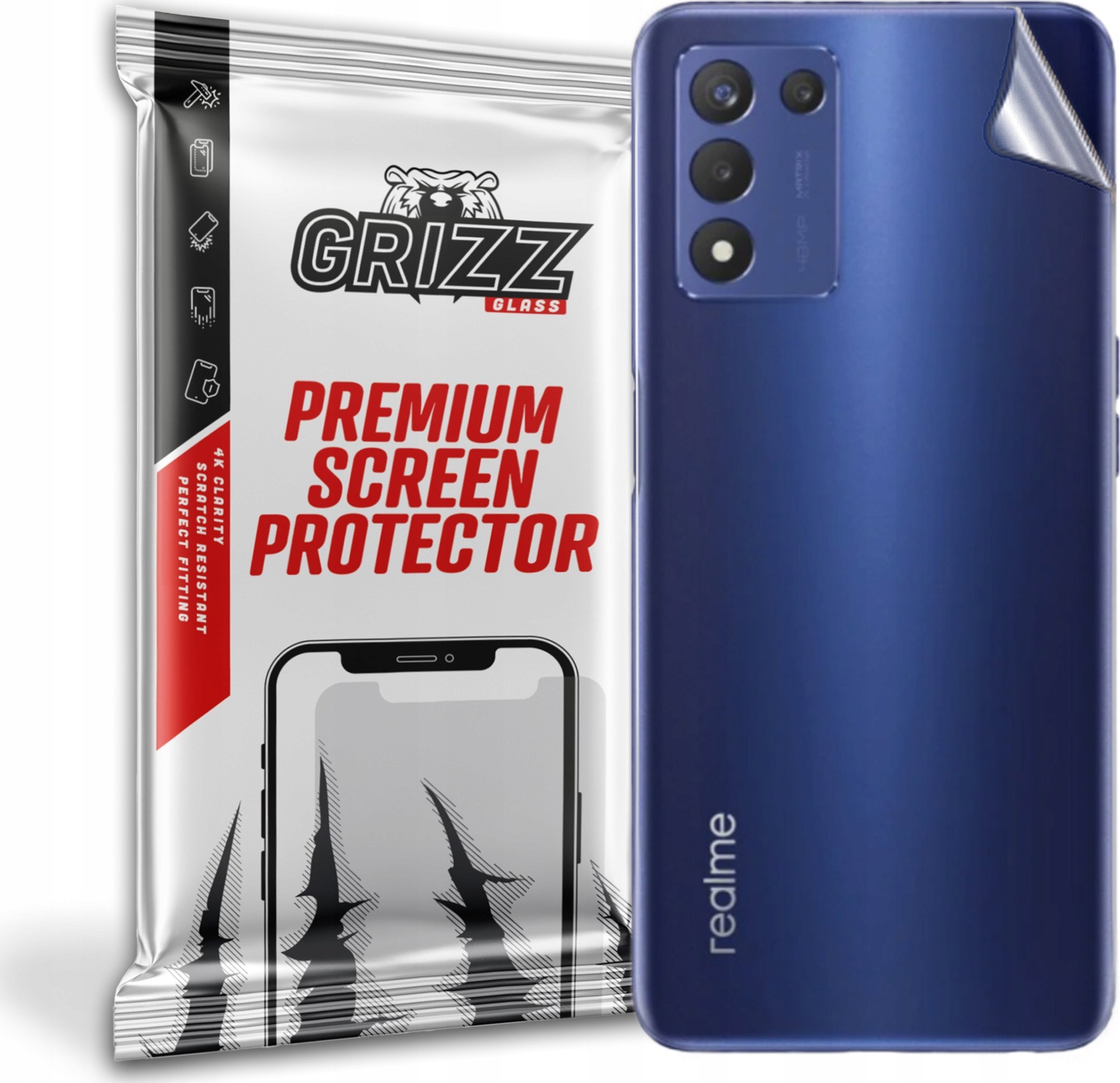 Mbrojtës i pasmë GrizzGlass Realme 9 5G SE, film fleksibël, përfundim sateni, transparent