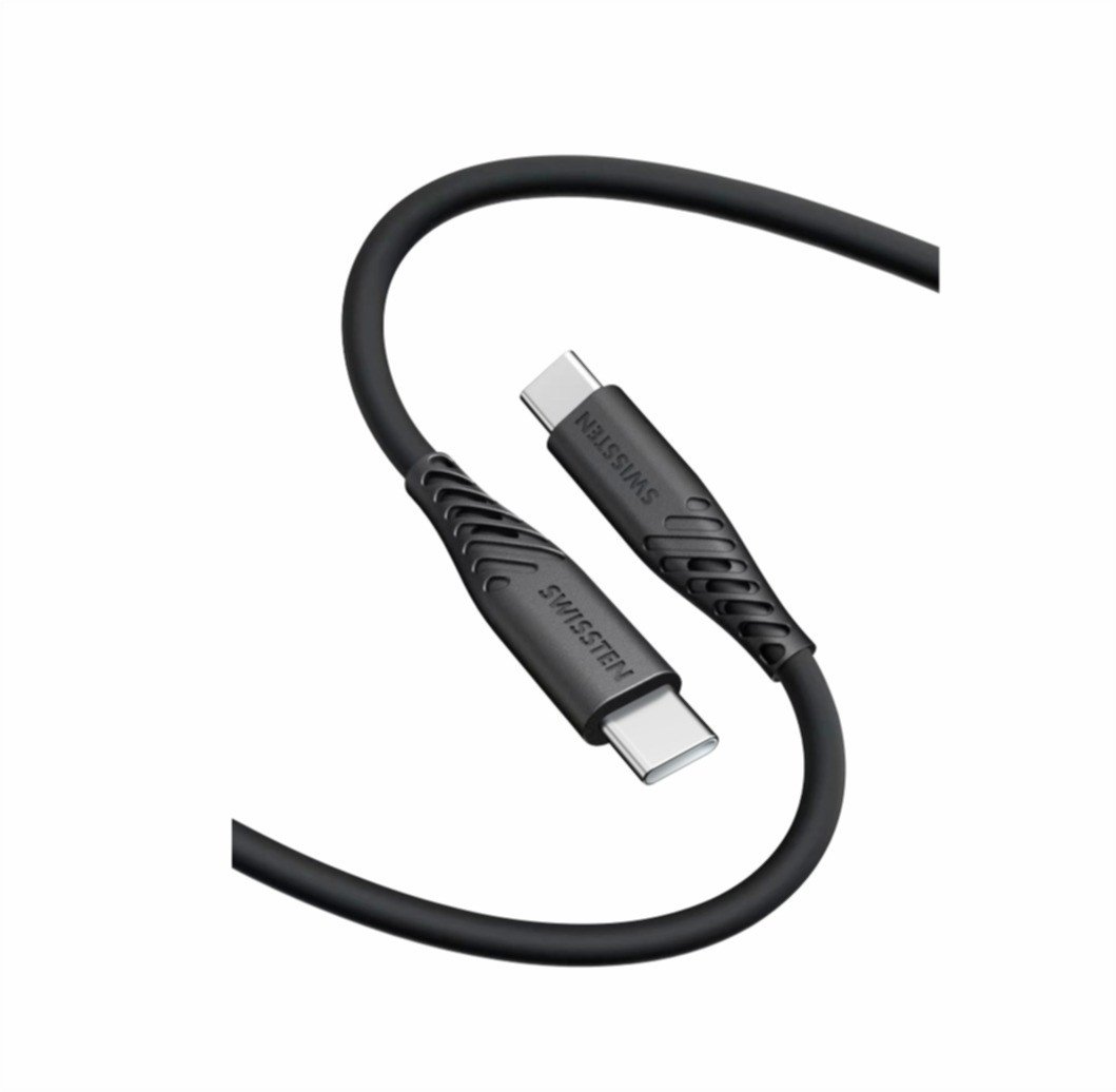 USB кабел Swissten Soft Silicone, USB C во USB C, 0.4m, 60W, црн