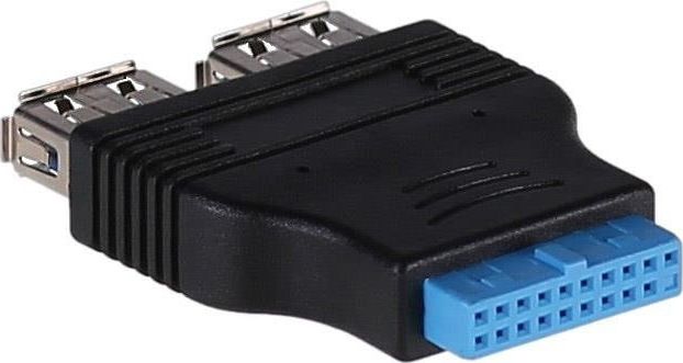 Përshtatës Akyga 19-pin në 2x USB 3.0, i zi