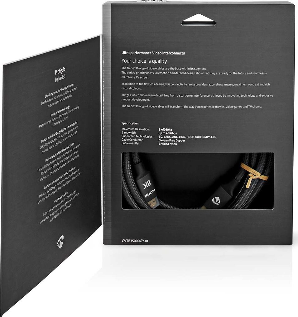 Kabllo HDMI Profigold 3m, 8K, Ultra High Speed, e zezë