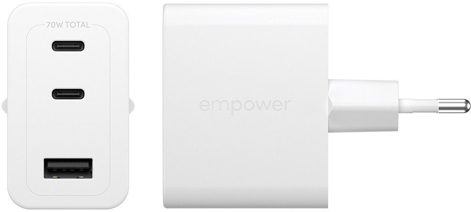 Полнач за ѕид PanzerGlass Turbo Multiplo 70W, 2x USB C, USB A, бел